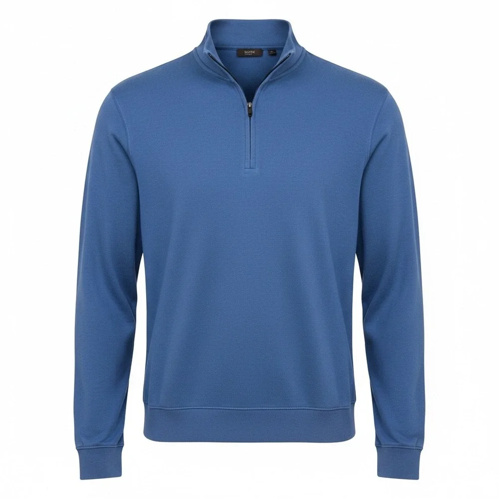 Dunning Mens XXL Blue 100% Pima Cotton Quarter Zip Golf Pullover Sweatshirt